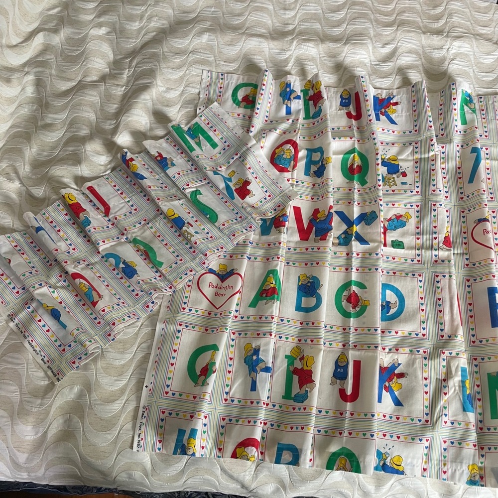 1987 Paddington Bear alphabet blocks primary-colored curtain and valance  Eden